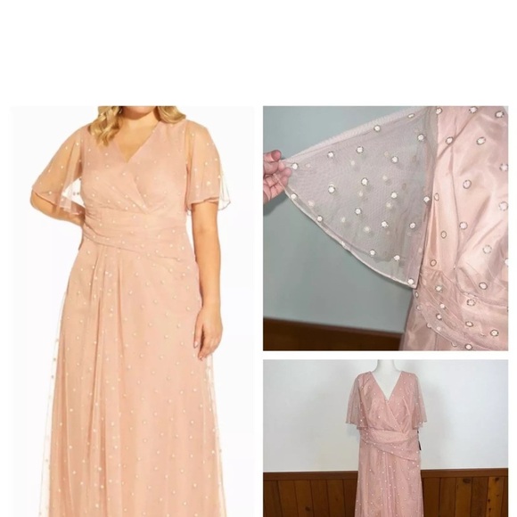 Adrianna Papell Metallic Dot Mother of the Bride Dress - Picture 1 of 8